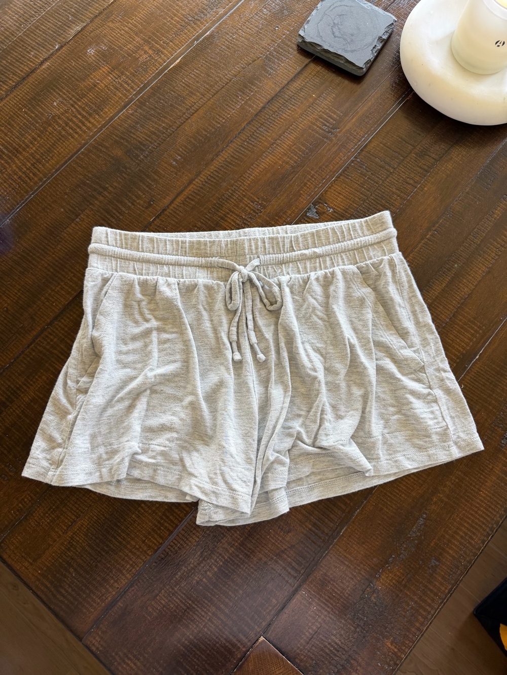 Cozy Light Gray Drawstring Lounge Shorts